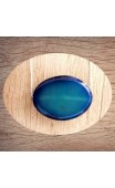 Maolia - Collier agate bleue chaine et coton ciré