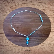 Maolia - Collier argent et perles bleues