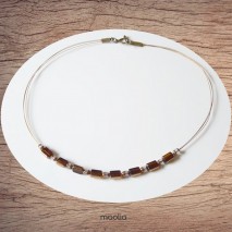 Maolia - Collier trois fils et perles brunes