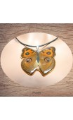 Maolia - Véritable papillon brun et noir cordon cuir