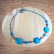 Maolia - Collier turquoise carrée bleues 