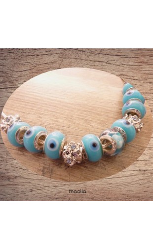 Maolia - Collier perles argent et de verre bleues