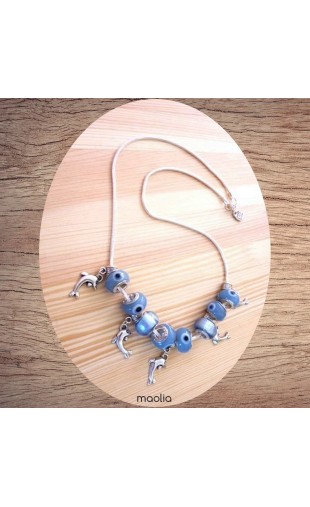 Maolia - Collier perles bleues et argent