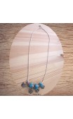 Maolia - Collier perles bleues et blanches papillons argent