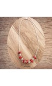Maolia - Collier perles rouges et noires argent