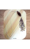Maolia - Sautoir perles de verre mauves chaine argent