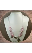Maolia - Collier fleurs de verre rose et papillon