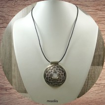 Maolia - Collier gros pendentif argent et gris