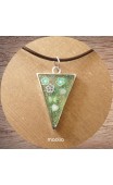 Maolia - Collier triangle pailleté et fleurs vertes
