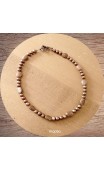 Maolia - Collier perles de culture café et perles pierre de sable