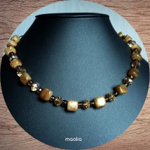 Maolia - Collier pierre naturelle et cristal ton brun