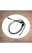 Maolia - Bracelet cuir tressé noir et blanc