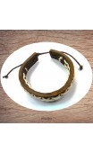 Maolia - Bracelet cuir marron lacet blanc 