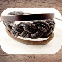 Maolia - Bracelet cuir marron tressé