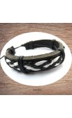 Maolia - Bracelet cuir petite entrelacement noir et blanc