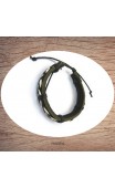 Maolia - Bracelet cuir petite entrelacement noir et blanc