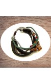 Maolia - Bracelet cuir et cordon avec pierre naturelle claire