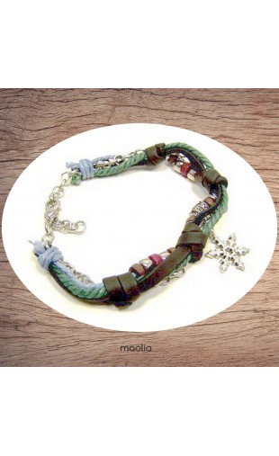 Maolia - Bracelet en cuir et cordon avec étoile