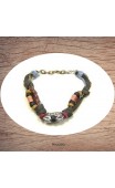 Maolia - Bracelet en cuir et cordon avec feuille