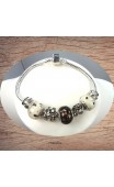 Maolia - Bracelet Pandamaolia argent avec perles noires et blanches