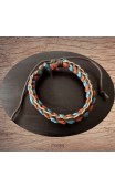Maolia - Bracelet cuir et coton bleu et rouge