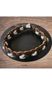 Maolia - Bracelet cuir et coton blanc et noir