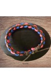 Maolia - Bracelet cuir et coton rose et bleu