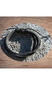 Maolia - Bracelet cuir noir six bandes