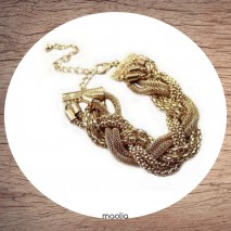 Maolia - Bracelet grosse tresse de six chaines dorées