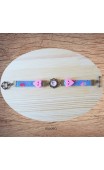 Maolia - Bracelet bleu cabochon et coeur rose