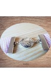 Maolia - Bracelet rose à carreaux perle argent