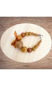 Maolia - Bracelet perles de bois ton brun