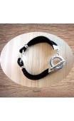 Maolia - Bracelet noir et coeur argent