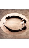 Maolia - Bracelet noir et coeur argent