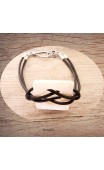 Maolia - Bracelet nacre carrée caoutchouc noir