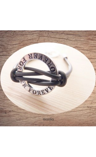 Maolia - Bracelet Forever argent caoutchouc noir