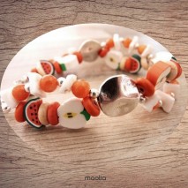 Maolia - Bracelet argent Tutti Frutti corail et blanc