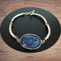 Maolia - Bracelet cabochon teinte bleu métal 