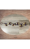 Bracelet perles de bois mauve et ocre