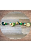 Bracelet perles de bois vertes et bleues