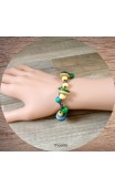 Bracelet perles de bois vertes et bleues