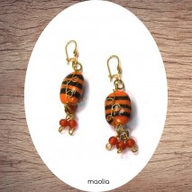Boucles d'oreilles baroques orange et noires