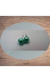 Boucles d'oreilles véritable perle de culture teinte verte