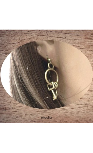 Maolia - Boucles d'oreilles anneau et petites clés