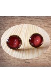 Maolia - Boucles d'oreilles cabochon rouge étoiles