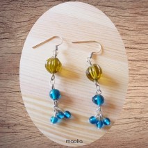 Maolia - Boucles d'oreilles jaunes et bleues petites perles