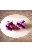 Maolia - Boucles d'oreilles en laine bouillie roses et mauves