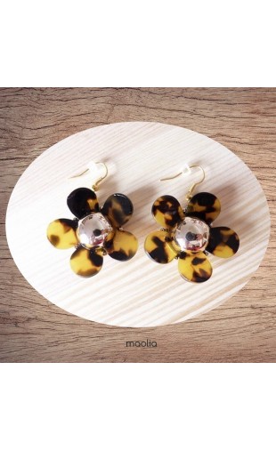 Maolia - Boucles d'oreilles fleur écaille synthétique