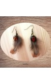 Maolia - Boucles d'oreilles brune plume de faisan