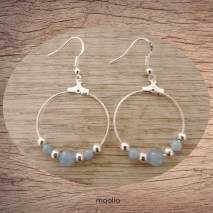 Maolia - Boucles d'oreilles créoles perles cristal bleues